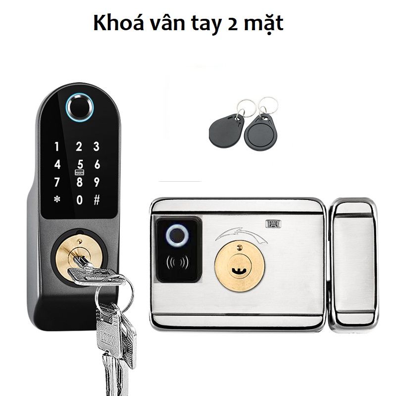 Khoá vân tay 2 mặt cho cửa sắt tùy chọn App Tuya / TTLOCK - Ảnh 4